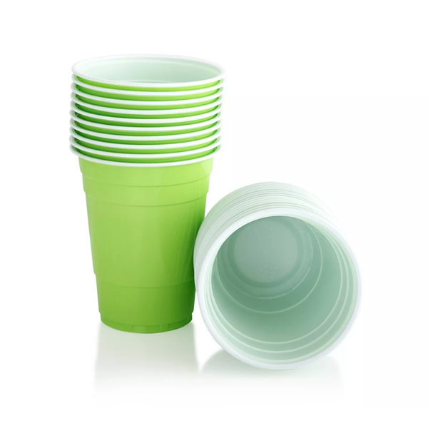 lemon green plastic drinking cup