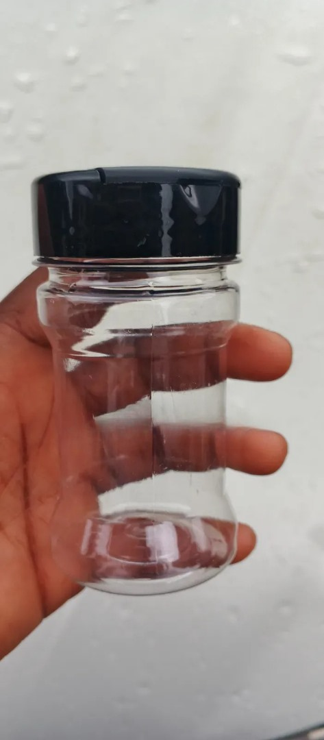 Clear 100ml PET plastic spice jar from Eloquent Prints & Packaging, perfect for storing spices, herbs, and seasonings with style.