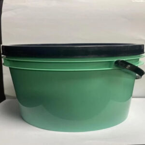 Sturdy 4 Liter Plastics Paint Container with handle and secure lid, ideal for paints and coatings, by Eloquent Print and Packaging.