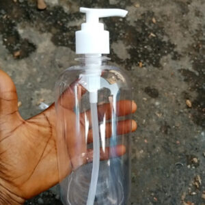 500ml plastic bottle with pump dispenser from Eloquent Prints & Packaging, ideal for skincare, sanitizers, and oils in Lagos, Nigeria.