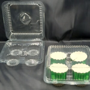 4 Pack Plastic Cupcake Container from Eloquent Prints and Packaging, designed to securely hold and display four cupcakes for takeaway, gifting, and bakery use.