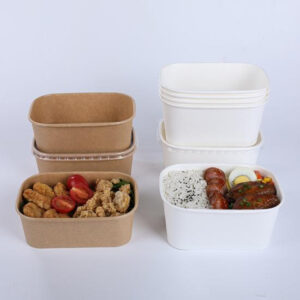 750ml Rectangular Kraft Paper Bowl from Eloquent Prints and Packaging, ideal for serving salads, rice, noodles, and takeaway meals sustainably.