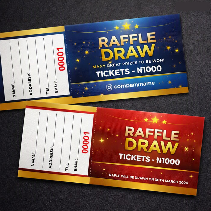 raffle draw ticket printing lagos