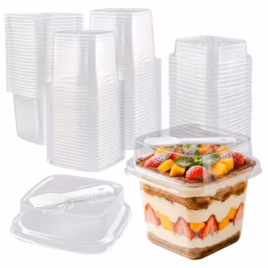 Square Dessert Disposable Cups for stylish dessert packaging, parfaits, puddings, and catering in Lagos Nigeria.