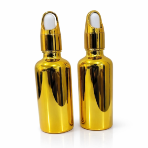 30ml and 50ml Gold Dropper Bottles for skincare, cosmetic oils, serums, and beauty product packaging in Lagos Nigeria.