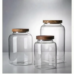 6L and 3.9L Food Storage Jars With Wooden Lids for dry food storage