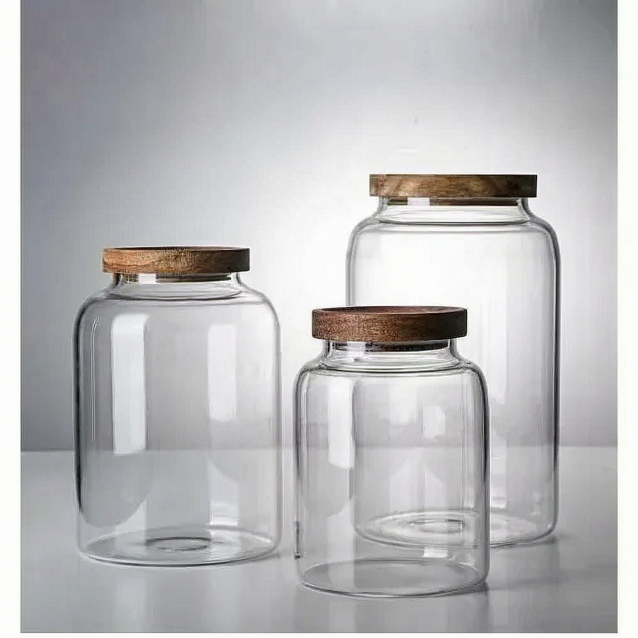 6L and 3.9L Food Storage Jars With Wooden Lids for dry food storage