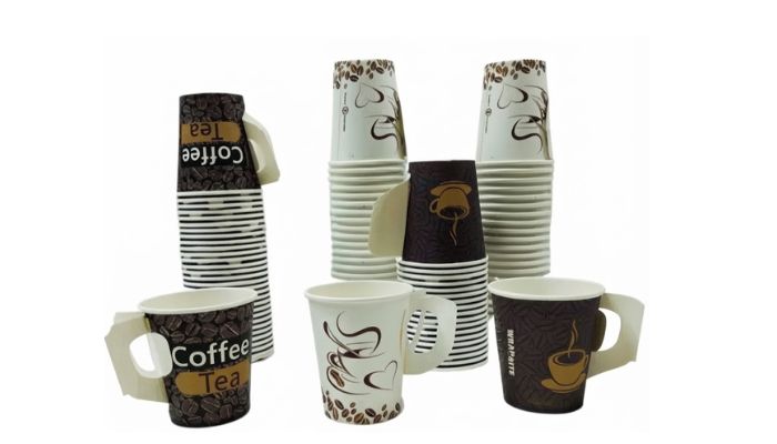 Disposable Coffee Cups With Handle for takeaway coffee and hot beverages supplied by Eloquent Prints and Packaging in Lagos, Nigeria.
