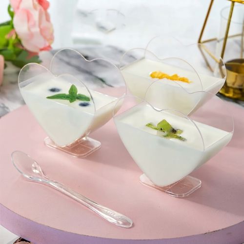 80ml Heart-shaped Mousse Disposable Cup for mousse, cream, cake and dessert packaging in Lagos Nigeria.