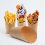 Paper Disposable French Fries, Popcorn Salad Cup for takeaway snacks, fries, popcorn, and salads.