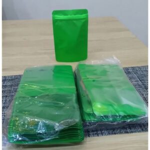 Green Ziplock Pouches Packaging Bags for product storage and packaging supplied by Eloquent Prints and Packaging in Lagos, Nigeria.