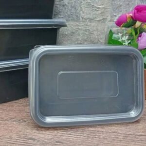 Pack of Thick 1000ml Black Food Pack for takeaway meals and food packaging supplied by Eloquent Prints and Packaging in Lagos, Nigeria.