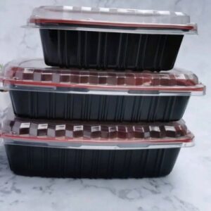 1000ml disposable plates with transparent lids for takeaway food packaging supplied by Eloquent Prints and Packaging in Lagos, Nigeria.