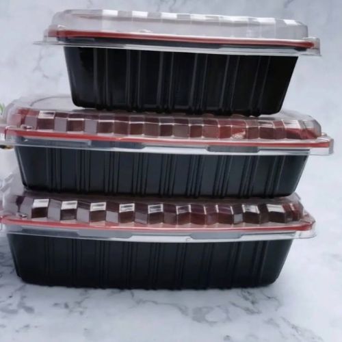 1000ml disposable plates with transparent lids for takeaway food packaging supplied by Eloquent Prints and Packaging in Lagos, Nigeria.
