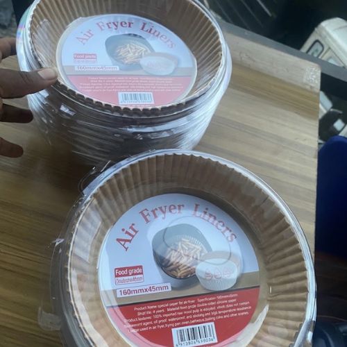 Disposable parchment paper air fryer liners for cleaner cooking and easier cleanup, supplied by Eloquent Prints and Packaging in Lagos, Nigeria.