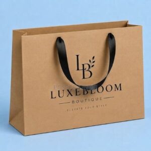 Printed A5 Kraft Paper Bags for branded product packaging supplied by Eloquent Prints and Packaging in Lagos Nigeria.